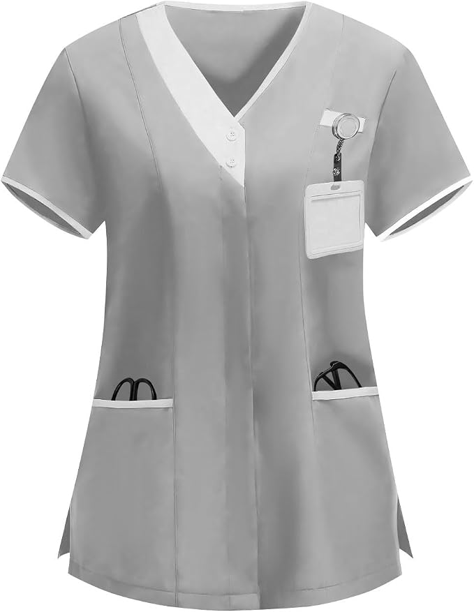 2026 Scrub for Cleaning Jobs Uniform, Multi Pockets Scrubs for Women Sets, V-Neck Top & Straight Leg Pants Scrubs Set