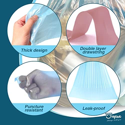 JOYEUX 2.6 Gallon Small Trash Bags, No-Tearing Drawstring Mini Garbage Bags | Wastebasket Bag for Bathroom Kitchen, Beachside Breeze Scent, 66 Count