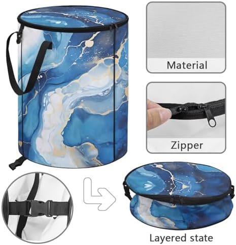 doginthehole Blue Marble Recycle Trash Can Storage Portable Trash Can Large Pop-Up Waste Bin Storage Bag for Outside Camping Beach Travel, 22.83x17.71 in
