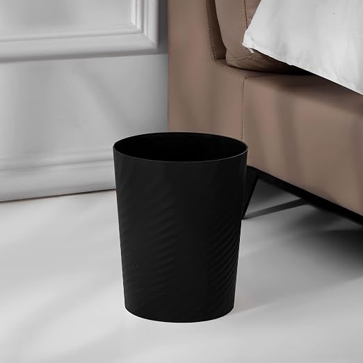 Plastic Small Bathroom Trash Can Wastebasket Garbage Can, Black, 2 Pack | Sturdy-Easy to Clean, Bathroom, Laundry Room, Kitchen, Office, Kids Room, Dorm, Bedroom, 1.8 Gallon