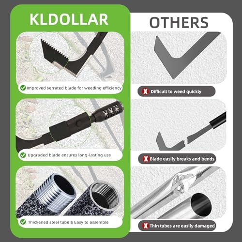 Crack Weeder, 48" Long Handle Crevice Weeding Tool with Soft Grip | Stainless Steel Weed Puller Tool Weeder Tool, Efficient Weed Remover Tool for Sidewalk, Paver, Narrow and Wall Gaps