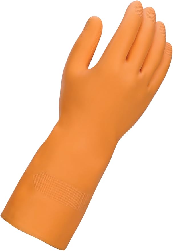 Mr Clean Ultra Grip Heat-Resistant Reusable Gloves with Soft Cotton Flock Lining, Orange, Small