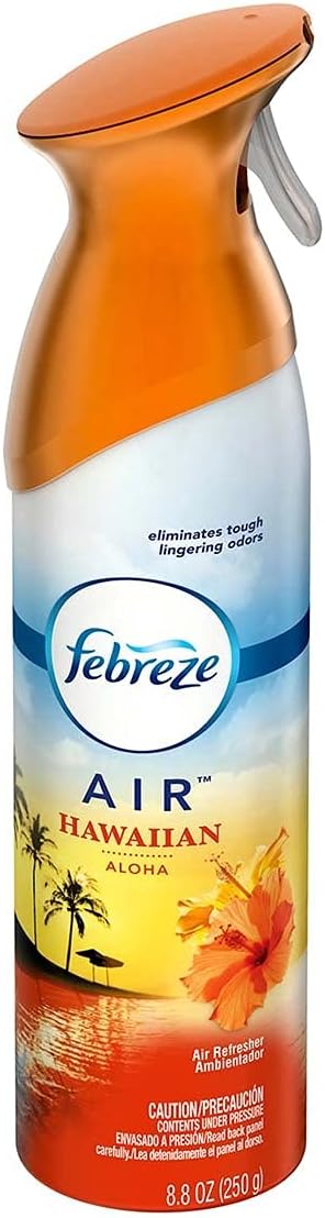Febreze Air Freshener and Odor Eliminator Spray, Linen & Sky and Hawaiian Aloha Scents, 8.8oz (Pack of 4)