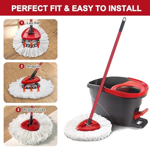 16 Pack Mop Heads Replacements for O-Ceda Easy Wrin Spin System, Microfiber Refills, Easy Cleaning Mop Repalce Head
