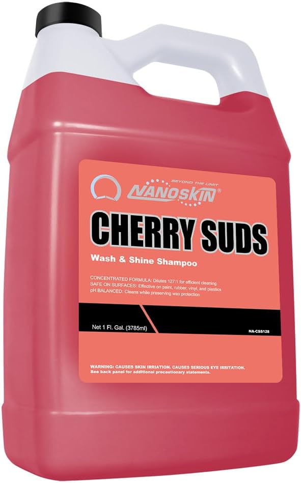 Nanoskin Cherry Scented Suds Car Wash Shampoo Foams, 1 Gallon | Foaming Formula, For Foam Cannon Gun or Bucket, Cars Trucks Motorcycles and RVs