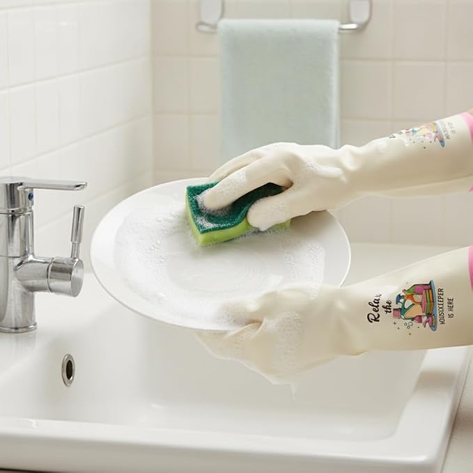 Rubber Cleaning Reusable Gloves, Practical House Warming Gifts | Dishwasher Reusable Gloves, Dishwashing Kitchen Household Essentials, Housewarming Xmas Cleaning Gifts for Cleaner Friends