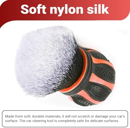 Car Detailing Brush, Automotive Ball-shaped Detail Brush, Ultra Soft Cleaning Brushes with Storage Rack, Universal Auto Interior Cleaning Tool, for Most Cars (Red)