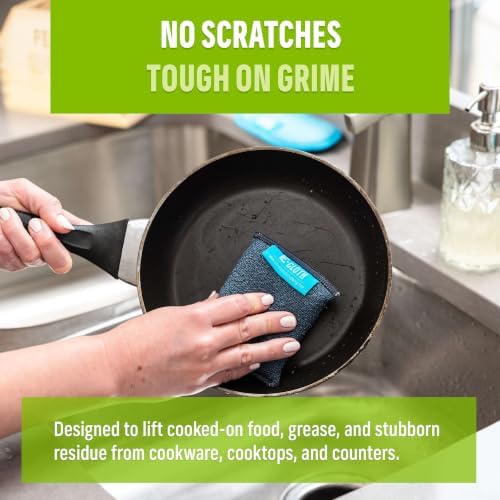 E-Cloth Non-Scratch Scrubbing Pads, Reusable Sink & Dish Sponges - 2 Pack | Reusable Kitchen Sponge for Cast Iron Dishes & Sink, Non Scratch, Multi Purpose Scrubber for Cleaning, Machine Washable