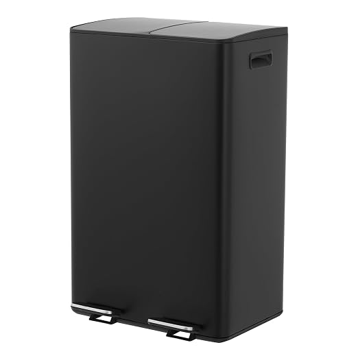 Dual Compartment Trash Can 60L (2x30L), Stainless Steel Recycling Bin with Removable Buckets, Soft Close Odor-Sealing Lid, Collapsible Pedal, Fingerprint Resistant for Home Kitchen or Office