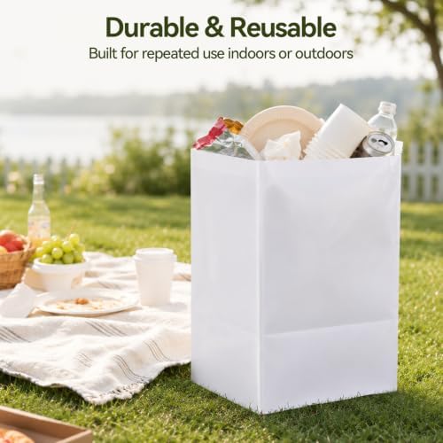 20 Pcs 13 Gallon Collapsible Disposable Trash Cans | Foldable Portable Plastic Waste Recycling Bins, Reusable Large Capacity Garbage Containers Grey 20PCS