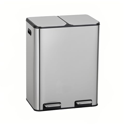 13 Gallon Automatic Kitchen Trash Can with Lid (Double-Pedal Sliver, 16, Gallons)