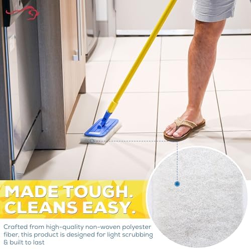 KLEEN HANDLER Light Duty Cleaning Scrub Pad, White, Pack 20, 10 x 4.6 in | Multipurpose Resuable Household Non-Scratch Scouring Sponges for Delicate Surfaces