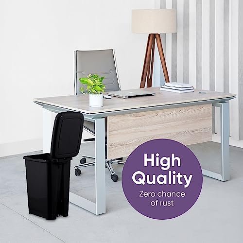 Superio Slim Step On Pedal Plastic Trash Can, Waste Bin for Under Desk, Office, Bedroom, Bathroom, Kitchen (2.5 gal) (Black)