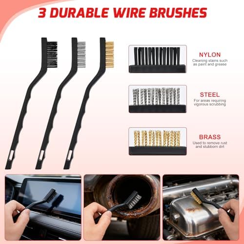 Nilight 27PCS Car Detailing Kit for Interior Exterior Car Care, Red | car wash auto cleaning Tools with storage bag, Deep Clean Polish Car Care Windshield Dashboard Seat Air Vents Wheels Tires