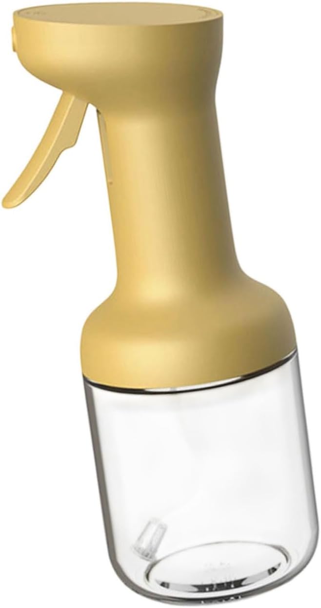 Glass Oil Sprayer Bottle with Drip-Free Nozzle, 450ml yellow | Pressurized Silicone Pumps for Accurate Liquid Seasoning Distribution and Multipurpose Kitchen Applications