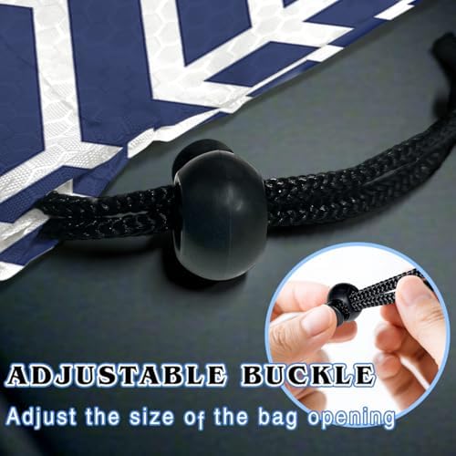 Car Trash Bag Hanging Back of Seat with Adjustable Snap Buckle Strap Cute Printed Drawstring Garbage Bags for Car-Blue White