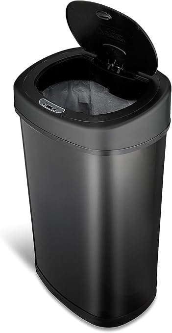 NINESTARS DZT-50-9BK The Original Automatic Motion Sensor Trash Can, 13.2 Gal. / 50 L., Black