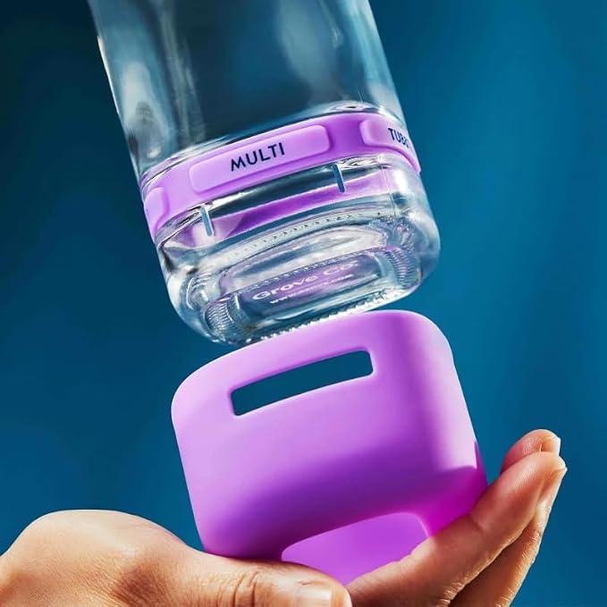 Grove Co. Refillable Glass Spray Bottle, 16 oz, Pristine Purple | Reusable; Custom Labels; Compatible with Grove Co. Cleaning Concentrates; No Plastic Waste; Leak-Proof; Adjustable Nozzle