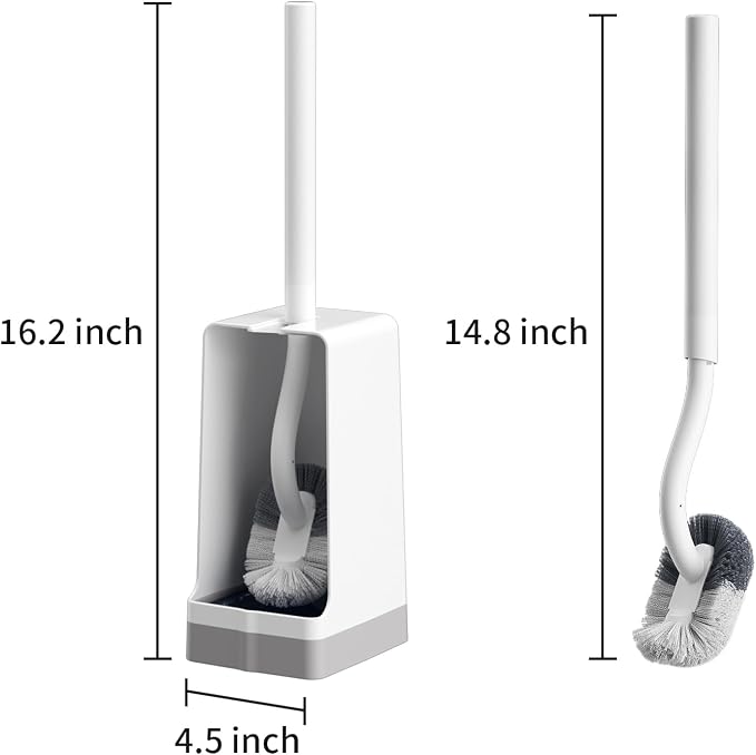 Marbarsse Bathroom Toilet Bowl Brush and Holder, Curved Design Dismount Toilet Brush for Deep Cleaning Under Rim, Best Toilet Brush Set, CompactToilet BowlCleaner Brush for Bathroom, 1 Pack