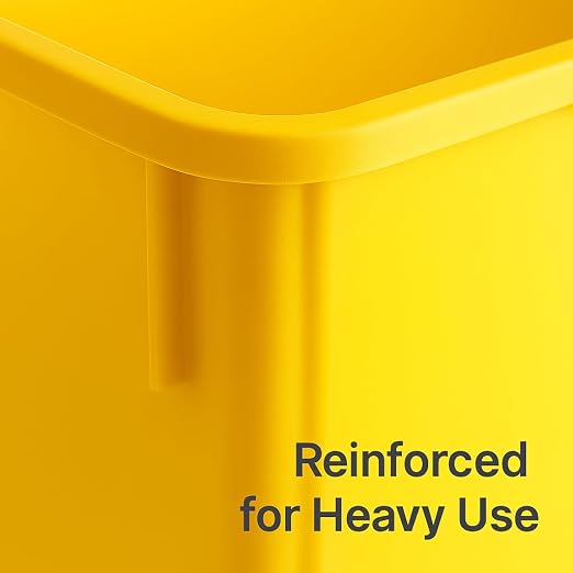 23 Gallon Slim Recycle Bin – Space-Saving Rectangular Recycling Container with Handles, Durable Plastic, Stackable Design for Office, School, Restaurant & Home Use (Yellow)