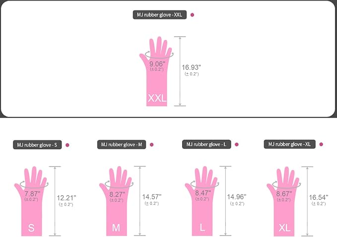Myungjin (2 Pairs Reusable Waterproof Household Dishwashing Non-Slip Cleaning Latex Rubber Kitchen Gloves (Pink, XX-Large)