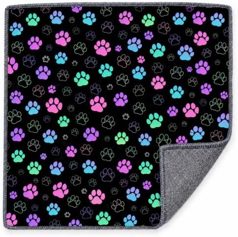 Colorful Dog Paws Microfiber Car Towels,Scratch-Free Auto Cleaning Cloths | High-Absorbency Microfiber Clean Cloths Lint-Free Scratch-Free for Glass,Paint 11.8 x 11.8 inch,Dog Mom Gifts for Pet Loves
