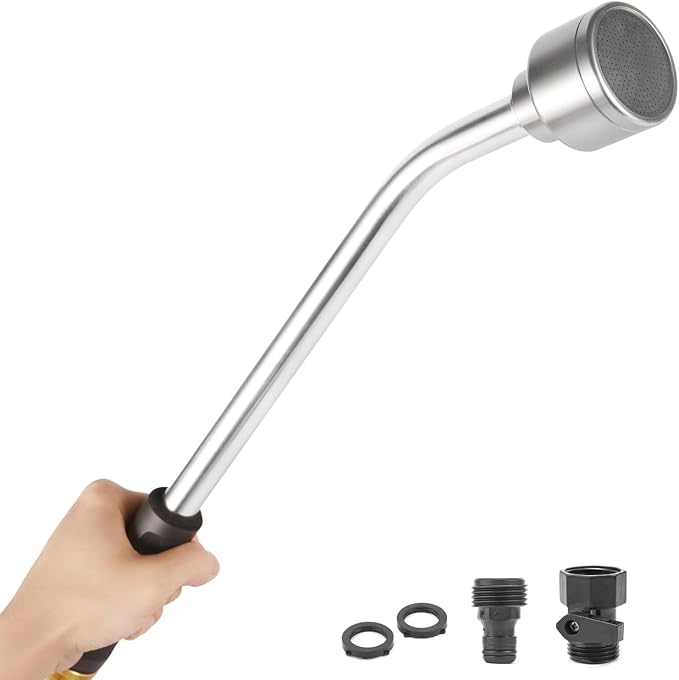 18-inch Soft Rain Watering Wand with Shut Off Valve, 400 Holes Per Inch | Lightweight and Durable Metal Gentle Watering Wand Perfect for Hanging Baskets, Planters, Garden, Shrubs and Seedbed