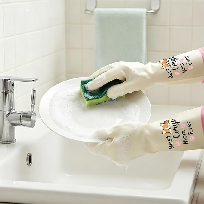 Rubber Cleaning Reusable Gloves, Practical House Warming Gifts | Dishwasher Reusable Gloves, Dishwashing Kitchen Household Essentials, Housewarming Xmas Cleaning Gifts for Cleaner Friends