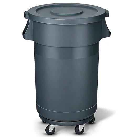 Wastebasket Trash Container, Heavy Duty Sturdy Round Trash Can, Recycling Bin, Stackable, Outdoor Waste Container，Plastic Garbage Can,Included Lid,Indoors，Outdoors(B,168L)