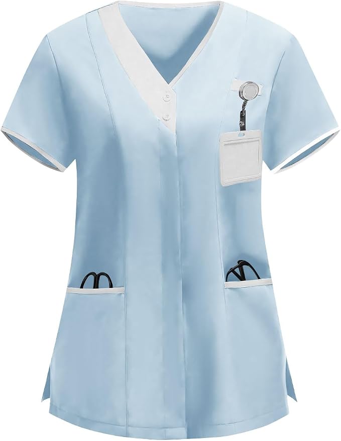 2026 Scrub for Cleaning Jobs Uniform, Multi Pockets Scrubs for Women Sets, V-Neck Top & Straight Leg Pants Scrubs Set