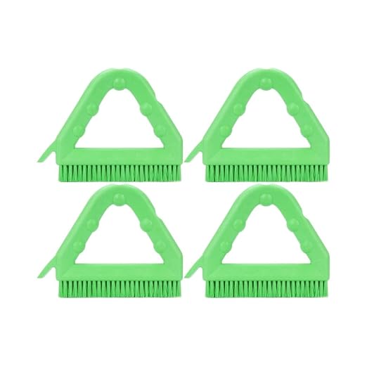 SPARTA Plastic Commercial Grout Brush, Triangle-Shaped Scrub Brush with Scraper and Two Threaded Holes for Attaching Handle (Sold Separately), 9 x 7 x 7 Inches, Lime, (Pack of 4)