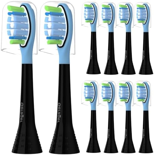 Replacement Toothbrush Heads for Philips Sonicare Toothbrush, 10 Pack Black | Tooth Brush Heads for C3 G3 W3 C2 G2 and More Click-on Handles