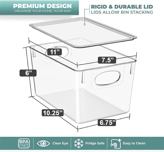 Sorbus Clear Toy Storage Bins with Lids, Stackable (Large, 2 Pack) | Lidded organization keeps food, household items and art supplies contained in closets, bathrooms and home spaces.