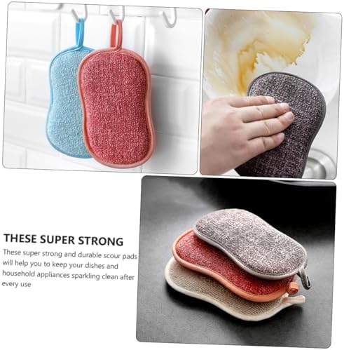 KOMBIUDA 10pcs Non-Scratch Scrub Sponge Pads for Dishwashing Kitchen Cleaning Comfortable Grip Multifunctional Sponge Scrubbers for Dishes and Non-Stick Cookware Random Color