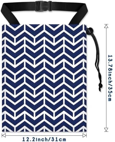 Car Trash Bag Hanging Back of Seat with Adjustable Snap Buckle Strap Cute Printed Drawstring Garbage Bags for Car-Blue White