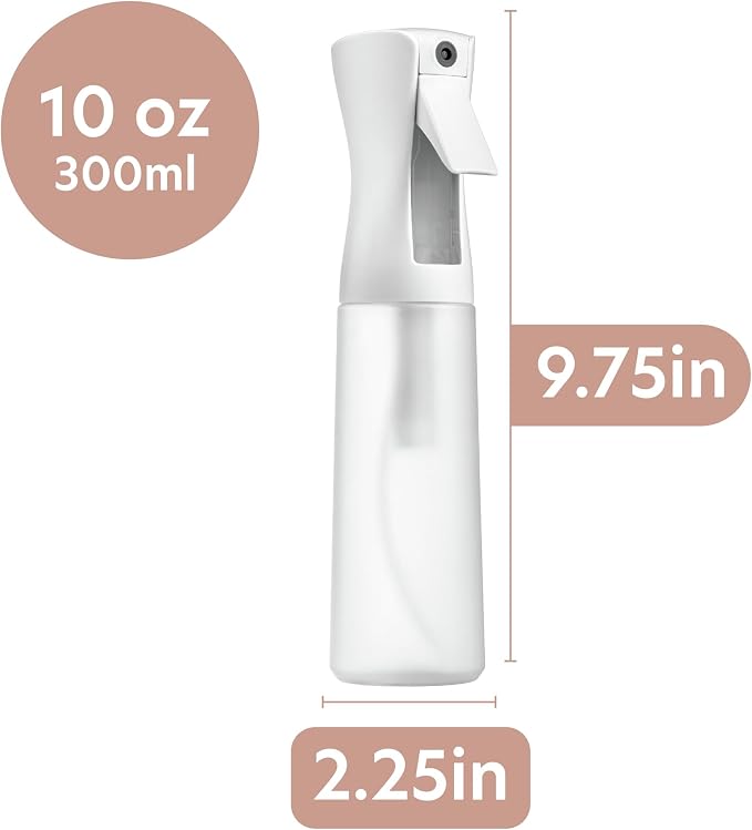 10 OZ Continuous Spray Bottles - Ultra Fine Mist Sprayer | Water Spray Bottle For Hair Stuff, Mister Spray Bottle For Plants Mister | Hair Spray Bottles For Hairstyling, Cleaning, Salons