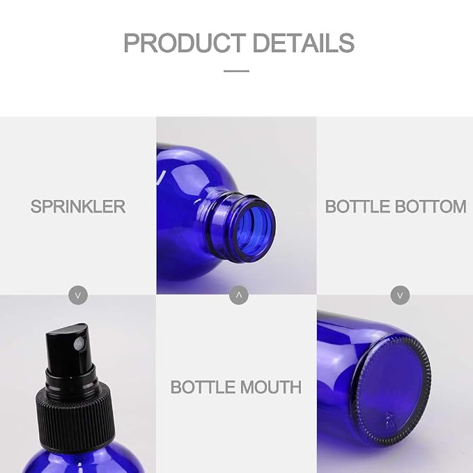 Spray Bottle, 4 oz Fine Mist Glass Spray Bottles, Little Refillable Liquid Containers for Watering Flowers Cleaning(16 Pack, Blue)