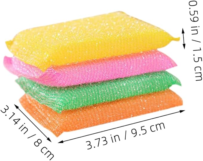 20pcs Non Scratch Dish Scrubbing Pads Kitchen Sponges for Washing Dishes Soft and Sponge Material Powerful Stain Removal Scratch Scourers for Utensils and Hard Random Color