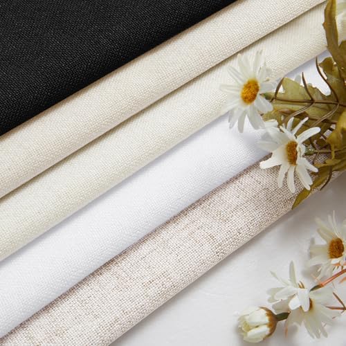 Semi Sheer Kitchen 24 Inch Short Curtains 2 Panels Set Flax Linen | Light Filtering, Boho Farmhouse Elegant Drapes, for Bathroom Laundry RV Cafe Windows, Tan Beige Curtain, Rod Pocket, W25xL24