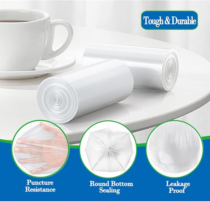 1.2 gallon trash can liners,Small clear Garbage Bags 300,Extra Strong 1.2 Gal Trash Bag,Fit 4.5-6 liters trash Bin Liners for Home Office Kitchen (Pack of 3)