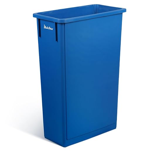 PLASTIC PRINCE 23 Gallon Slim Trash Can Kitchen, Commercial Tall Trash Bin Narrow, Rectangular Slim Jim Skinny Garbage Can for Home Garage Office Restaurant, Blue