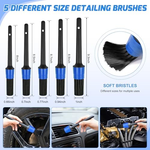 Nilight 52PCS Car Detailing Kit for Interior Exterior Car Care, Blue | car wash auto cleaning Tools with storage bag, Deep Clean Polish Car Care Windshield Dashboard Seat Air Vents Wheels Tires