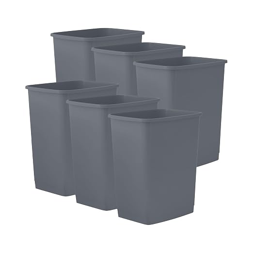 Superio Small 2.5 Gallon Plastic Trash Can, Waste Bin for Under Desk, Office, Bedroom, Bathroom- 10 Qt, (4, Dark Grey)