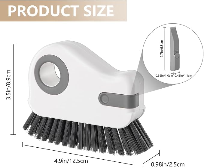 2 in 1 Groove Cleaning Brush, Window Track Cleaning Tools (Orange) | Multifunction Window Track Cleaner with Hard Bristle and Hidden Scraper, Crevice Brush for Sliding Door Track, Window Seal