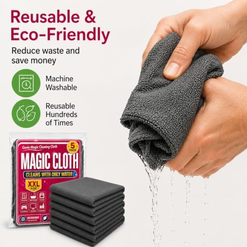 15 Pack Thickened Genie Magic Cleaning Cloth, XXL Microfiber Magic Cloth for Stainless Steel, Glass, Mirrors, Windows, Kitchen, Bathroom, Car & Screens, Reusable Lint Free Streak Free Cleaning Towels