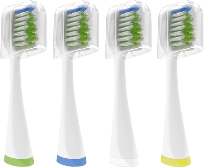 Replacement Toothbrush Heads for Waterpik Complete Care 5.0 WP-861 & CC-01 | 4-Pack,White,With Caps,Compatible with Waterpik Complete Care 5.0 (WP-861,WP-871,WP-876,WP-881,WP-890) & 9.0 (CC-01CD012-1)