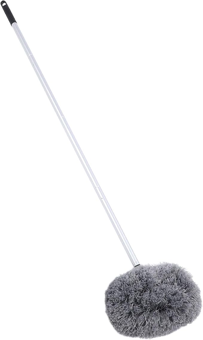 Extra Long Round Duster, 360 Degree Rotation, Washable Ceiling Fan Duster, 140Cm High Dust Removal Tool for High Ceilings, Furniture Gray