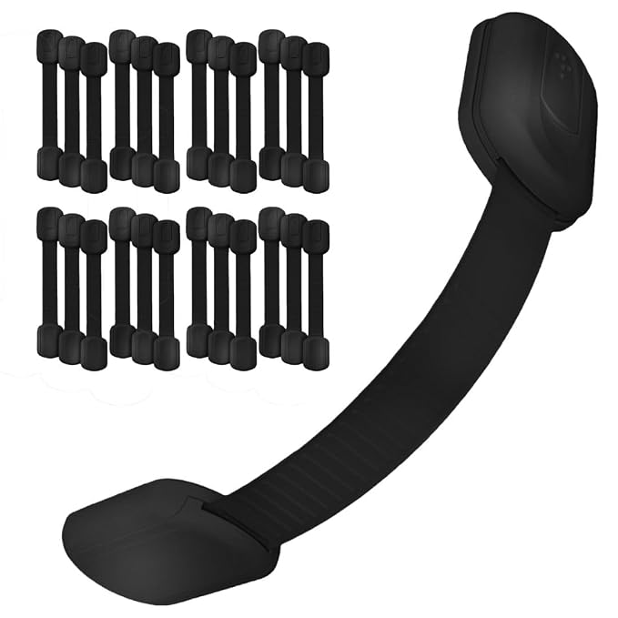 Baby Proof Me Child Safety Cabinet Locks - Baby Proofing Straps & Latches | 24 Pack Adhesive Safety Latches for Cabinets, Drawers, Fridge, Oven, Toilet & Trash Can, Strong 3M Adhesive - Black