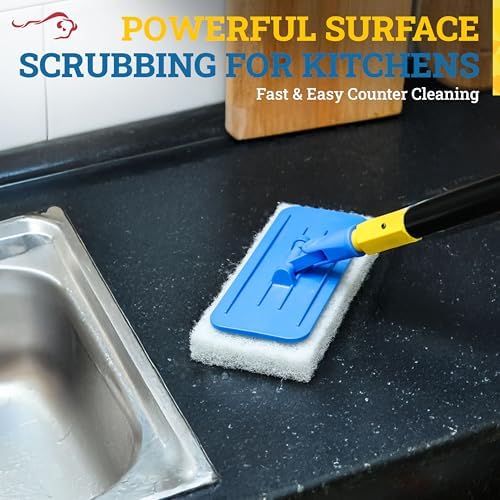 KLEEN HANDLER Light Duty Cleaning Scrub Pad, White, Pack 20, 10 x 4.6 in | Multipurpose Resuable Household Non-Scratch Scouring Sponges for Delicate Surfaces