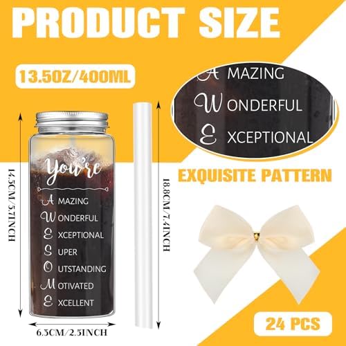 Skylety 48 Pcs Cream Employee Appreciation Gifts Bulk Thank You Cups | Housekeeping Appreciation Week Gift Cups with Lid Straw for Coworker, 13.5 oz, Plastic, Awesome Tumblers for Customer Service